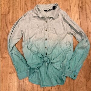 Lands End Girls Ombre Button-Up Shirt